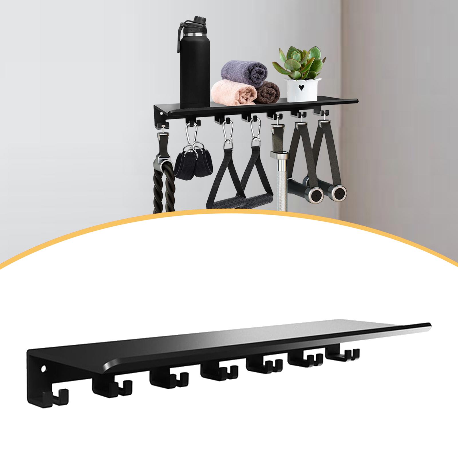 Home Gym Organization - رف عائم مع خطافات، رف معدني